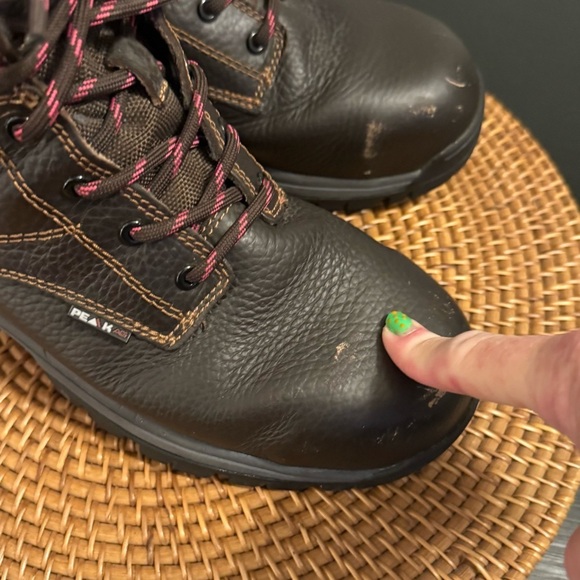 Wolverine Women's Brown Leather Boots with Pink Accents composite toe size 9 - Picture 4 of 11